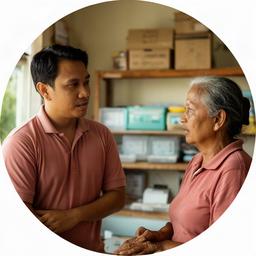Allex Ram, penasihat operasional, berdiskusi dengan pemilik usaha lokal